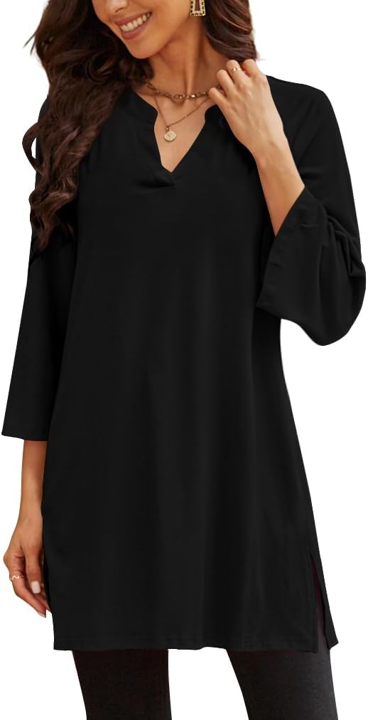 Poetsky women's 3/4 sleeve tunic top for leggings, catalog photo 25 of 34