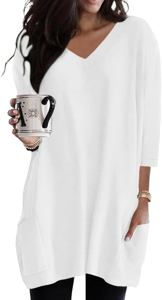 Poetsky women's 3/4 sleeve tunic top with side pockets, catalog photo 18 of 31