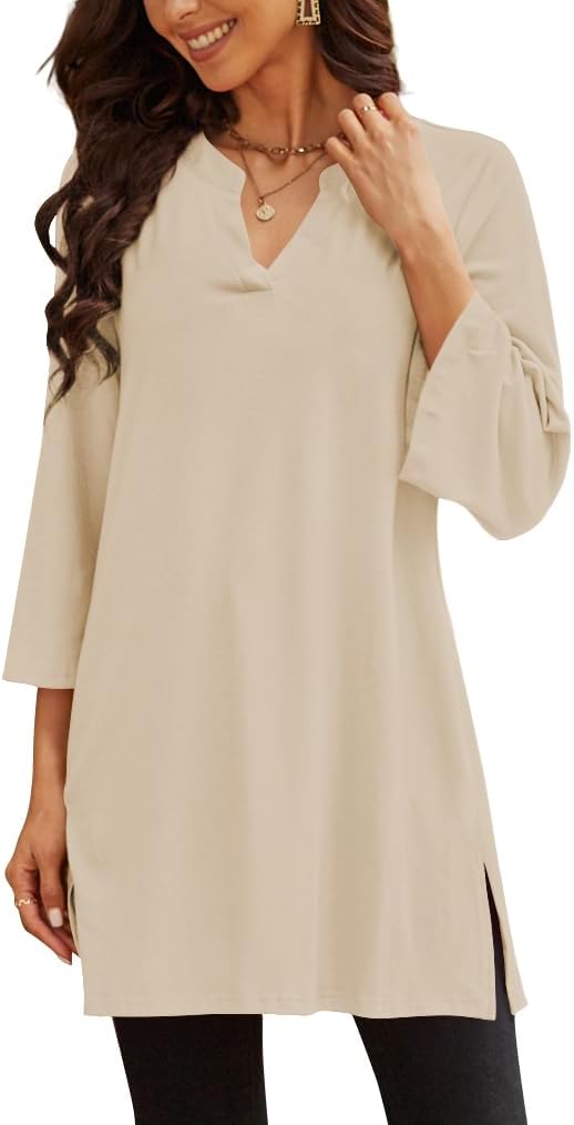 Poetsky women's 3/4 sleeve tunic top for leggings, catalog photo 4 of 34