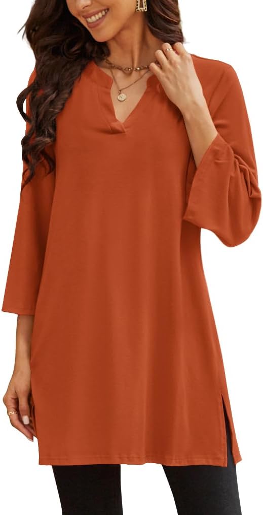 Poetsky women's 3/4 sleeve tunic top for leggings, catalog photo 19 of 34
