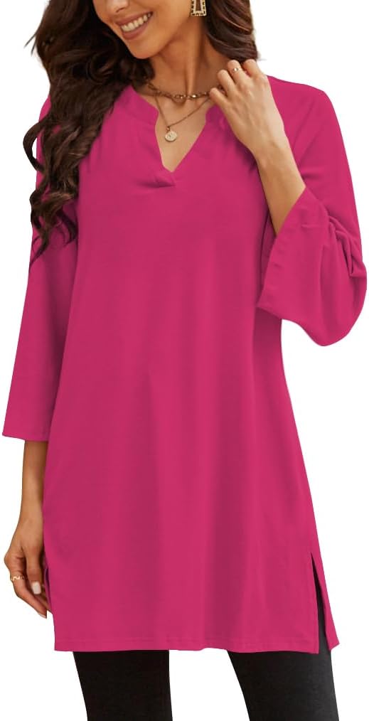 Poetsky women's 3/4 sleeve tunic top for leggings, catalog photo 5 of 34