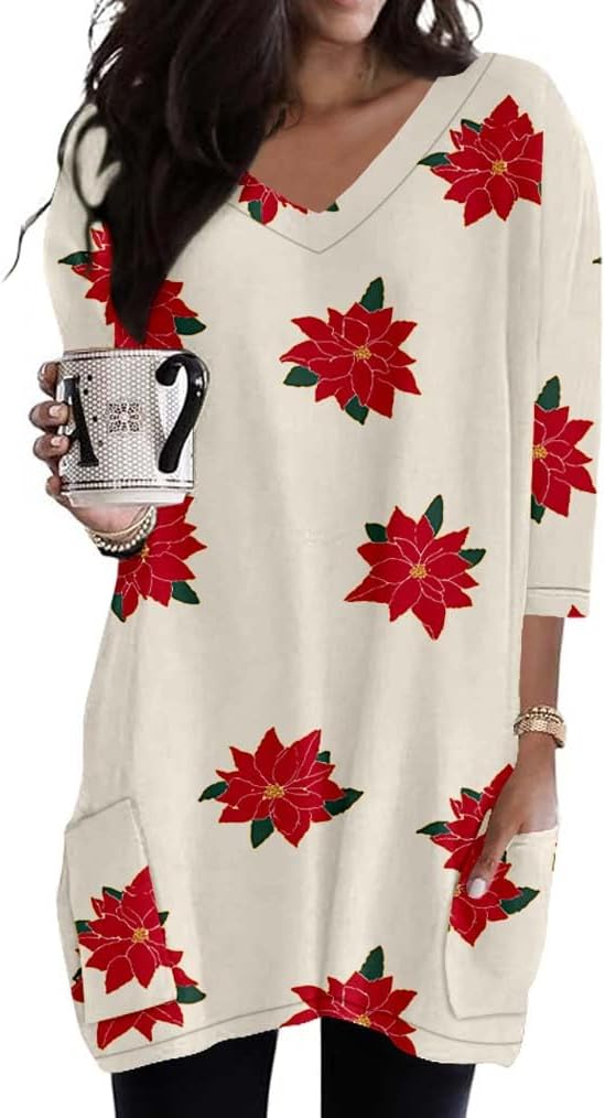 Poetsky women's 3/4 sleeve tunic top with side pockets, catalog photo 24 of 31