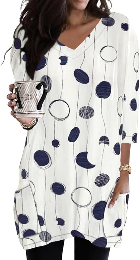 Poetsky women's 3/4 sleeve tunic top with side pockets, catalog photo 11 of 31