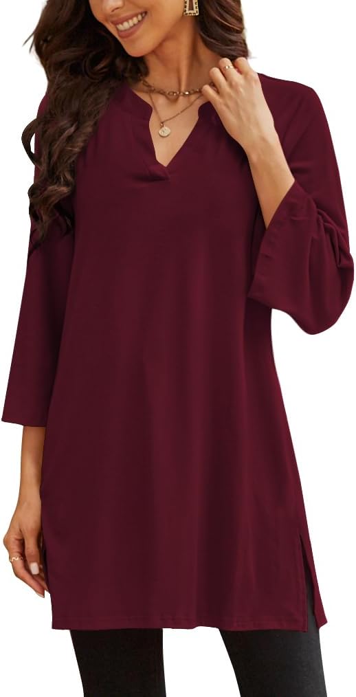 Poetsky women's 3/4 sleeve tunic top for leggings, catalog photo 23 of 34