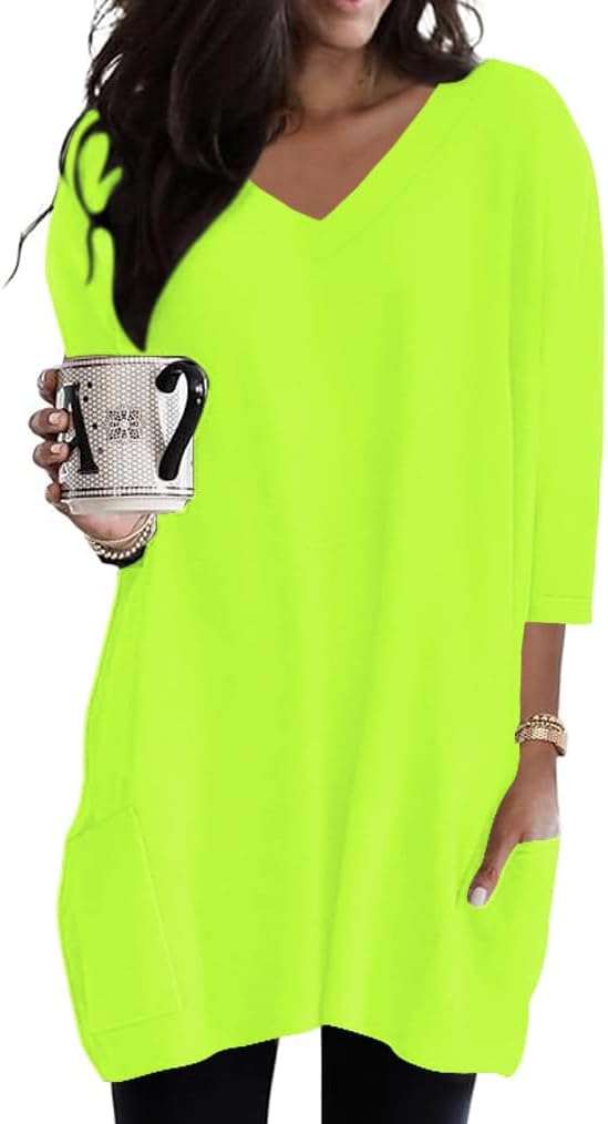 Poetsky women's 3/4 sleeve tunic top with side pockets, catalog photo 3 of 31