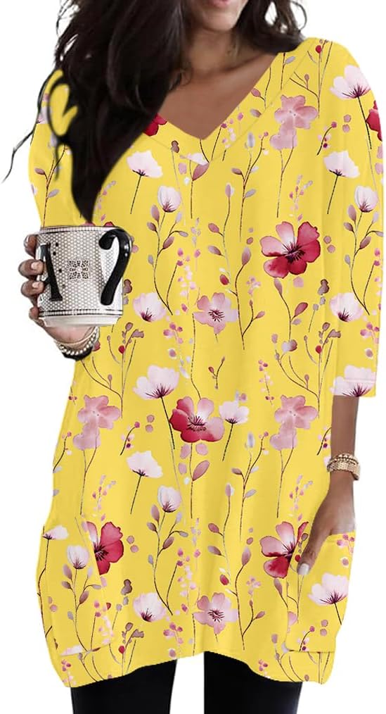 Poetsky women's 3/4 sleeve tunic top with side pockets, catalog photo 17 of 31