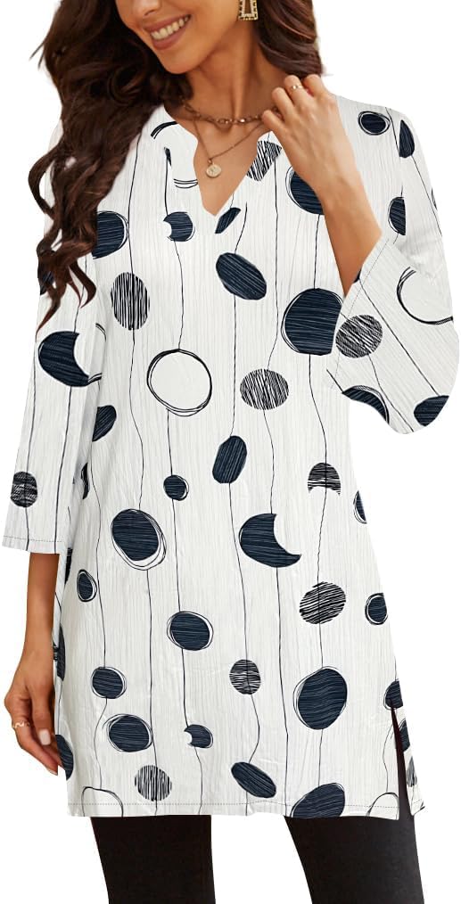 Poetsky women's 3/4 sleeve tunic top for leggings, catalog photo 20 of 34
