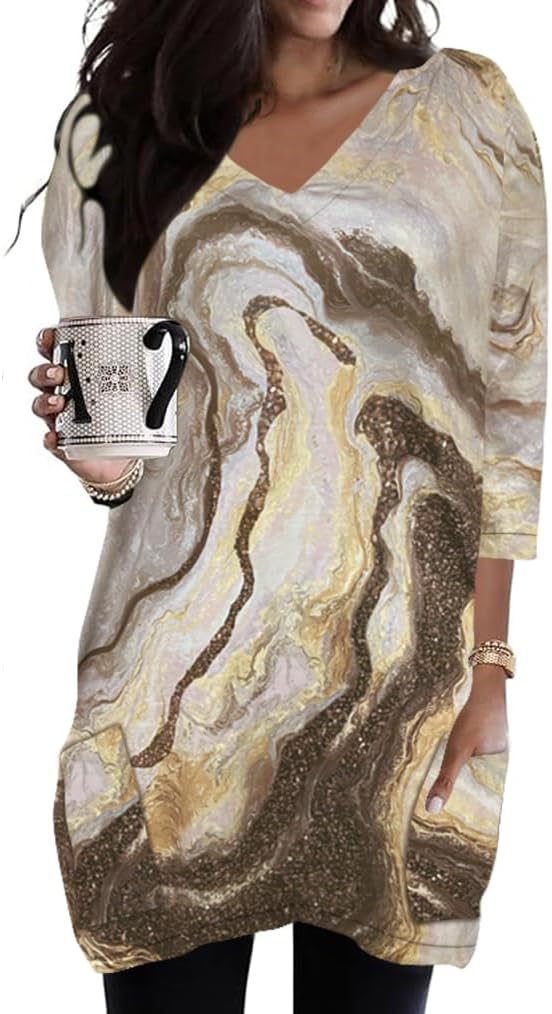 Poetsky women's 3/4 sleeve tunic top with side pockets, catalog photo 25 of 31