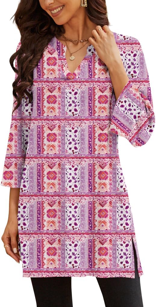 Poetsky women's 3/4 sleeve tunic top for leggings, catalog photo 34 of 34