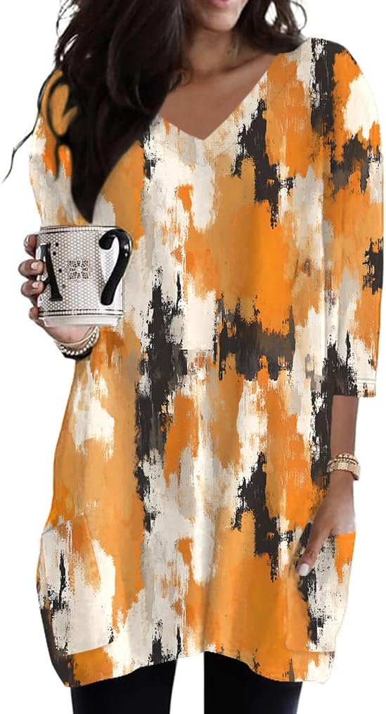 Poetsky women's 3/4 sleeve tunic top with side pockets, catalog photo 15 of 31