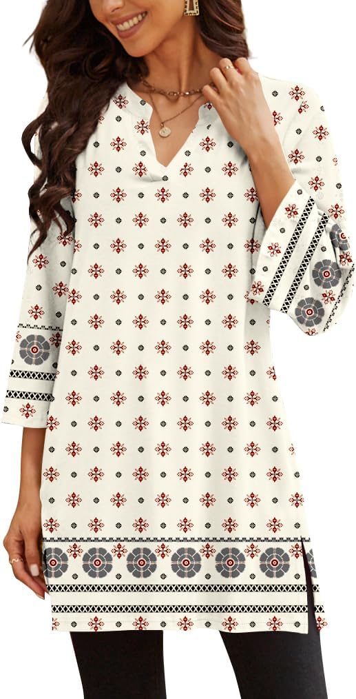 Poetsky women's 3/4 sleeve tunic top for leggings, catalog photo 28 of 34