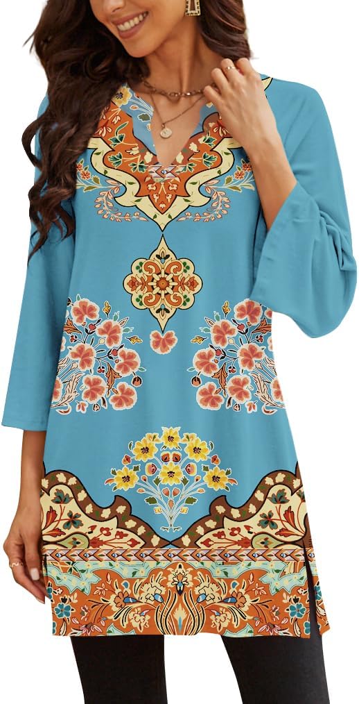 Poetsky women's 3/4 sleeve tunic top for leggings, catalog photo 24 of 34