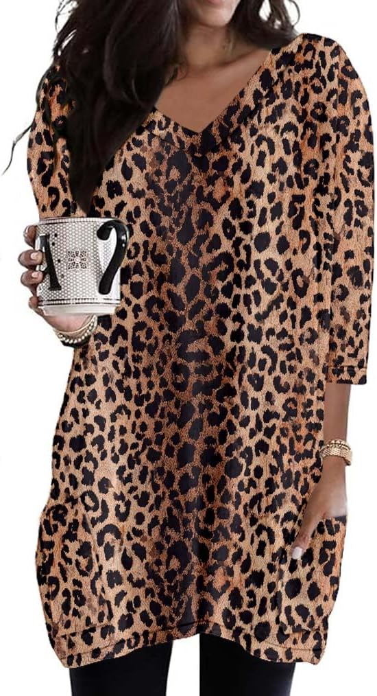 Poetsky women's 3/4 sleeve tunic top with side pockets, catalog photo 29 of 31