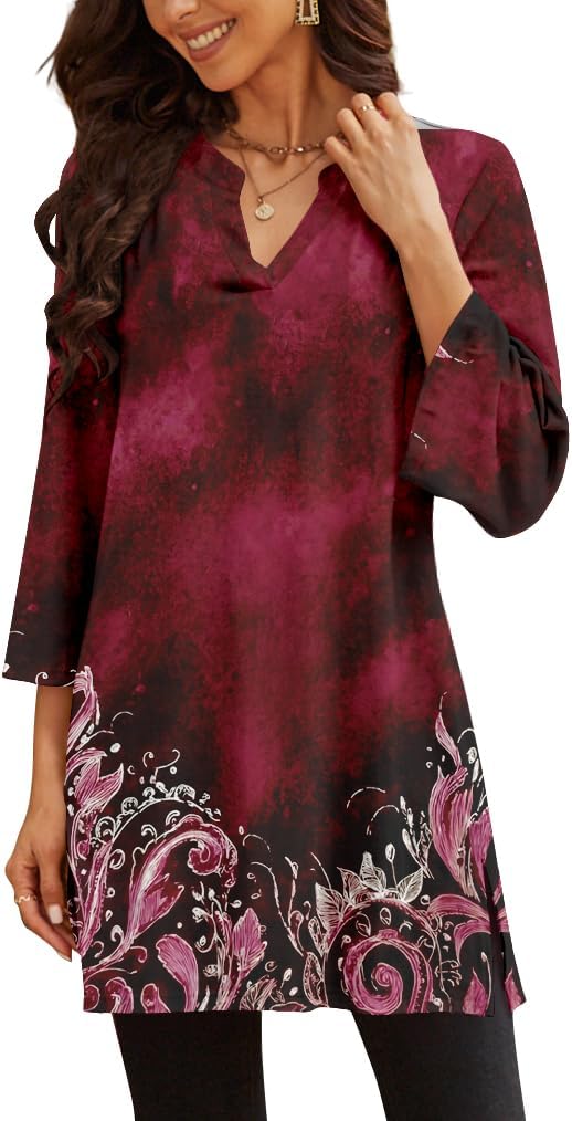 Poetsky women's 3/4 sleeve tunic top for leggings, catalog photo 13 of 34
