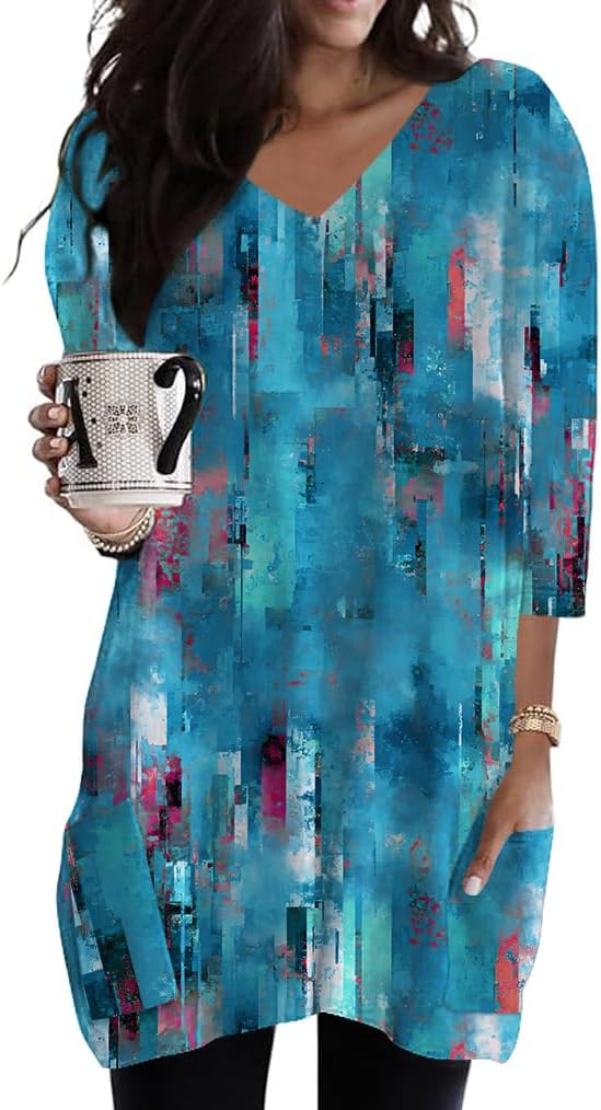 Poetsky women's 3/4 sleeve tunic top with side pockets, catalog photo 13 of 31