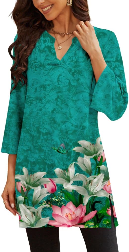 Poetsky women's 3/4 sleeve tunic top for leggings, catalog photo 10 of 34