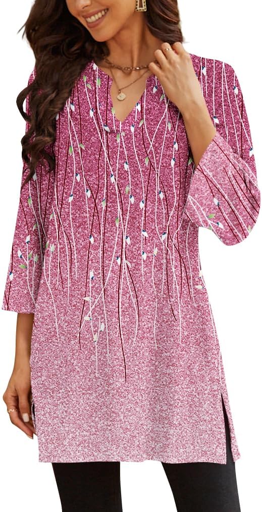 Poetsky women's 3/4 sleeve tunic top for leggings, catalog photo 31 of 34