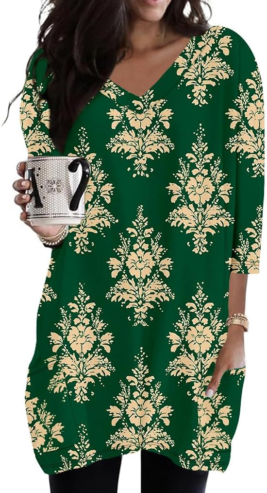 Poetsky women's 3/4 sleeve tunic top with side pockets, catalog photo 8 of 31