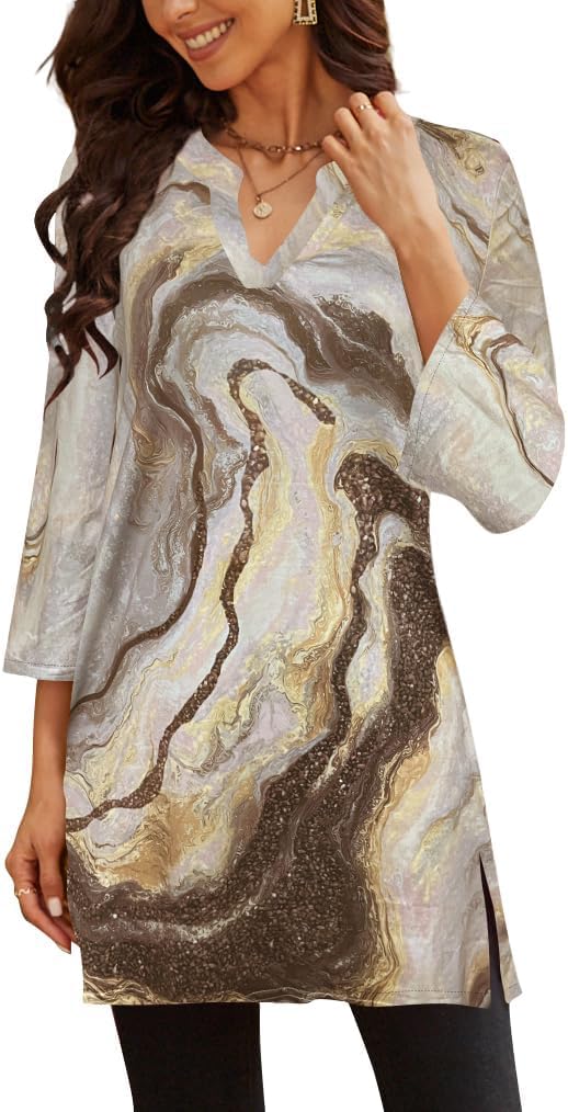 Poetsky women's 3/4 sleeve tunic top for leggings, catalog photo 12 of 34