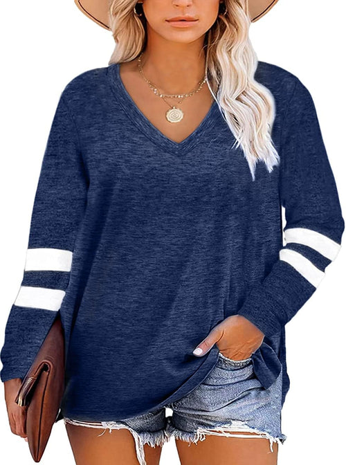 Gloria & Sarah women's plus size V-neck color block tunic, catalog photo 1 of 8