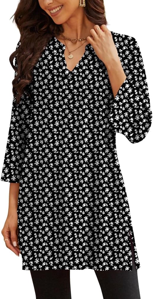 Poetsky women's 3/4 sleeve tunic top for leggings, catalog photo 33 of 34