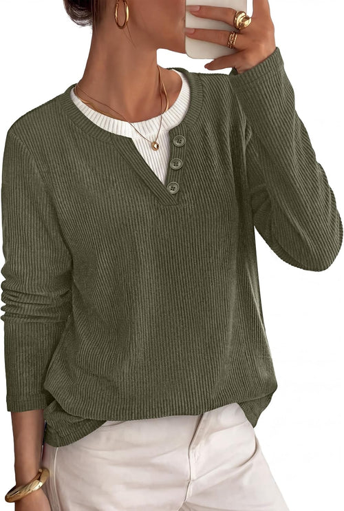 OFEEFAN women's color block henley tunic sweater, catalog photo 1 of 12